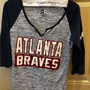 Atlanta Braves Women’s Raglan Shirt - Navy and Gray